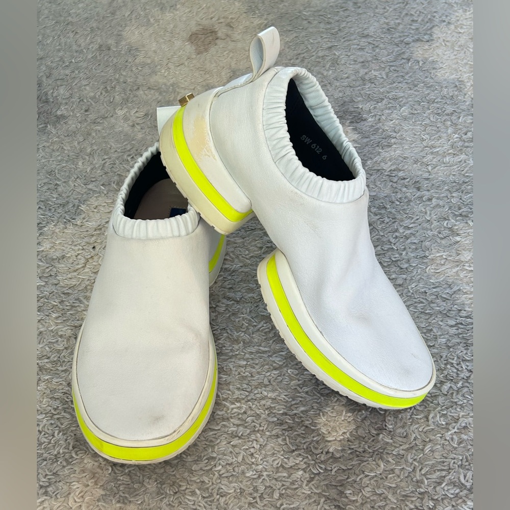 Stuart Weitzman SW-612 Pump Sneakers White Neon Yellow Size 6